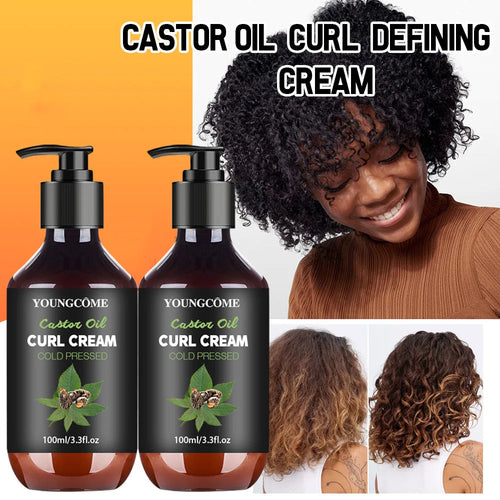 Black Castor Oil Curl Cream Non-Stick Hydrates Eliminates Frizz, Hair-Smoothing Anti-Frizz Cream to Define 100Ml New