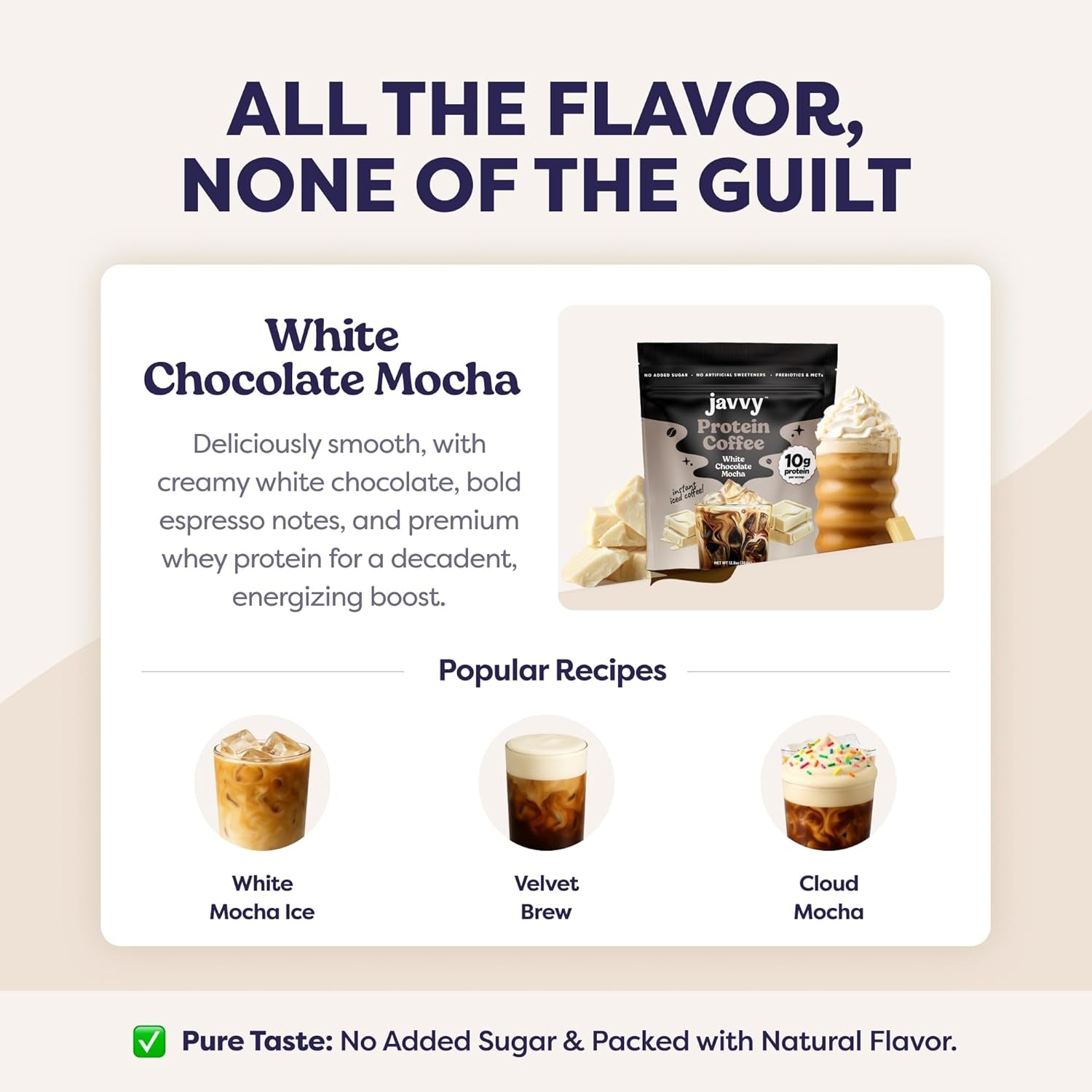 Protein Iced Coffee - Premium Whey Protein & Iced Coffees, 100% Natural Cold Brew, Zero Artificial Flavors & Sweeteners, 80Mg Caffeine, No Added Sugar, 20 Servings, White Chocolate Mocha, 1 Pack
