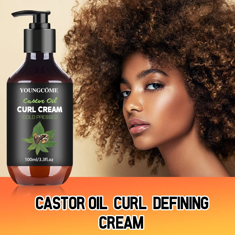 Black Castor Oil Curl Cream Non-Stick Hydrates Eliminates Frizz, Hair-Smoothing Anti-Frizz Cream to Define 100Ml New