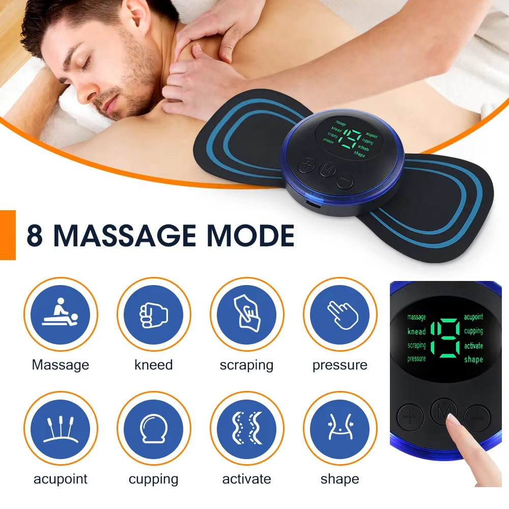 EMS Electric Neck Massager EMS Muscle Massage Stimulator Low Frequency Instrument Back Cervical Calf Patches Joints Mini Device