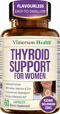 Thyroid Support for Women with Selenium, Iodine & Zinc - Advanced Complex with Ashwagandha, L-Tyrosine & B12 - Supports Energy, Metabolism & Hormonal Balance - 60 Capsules