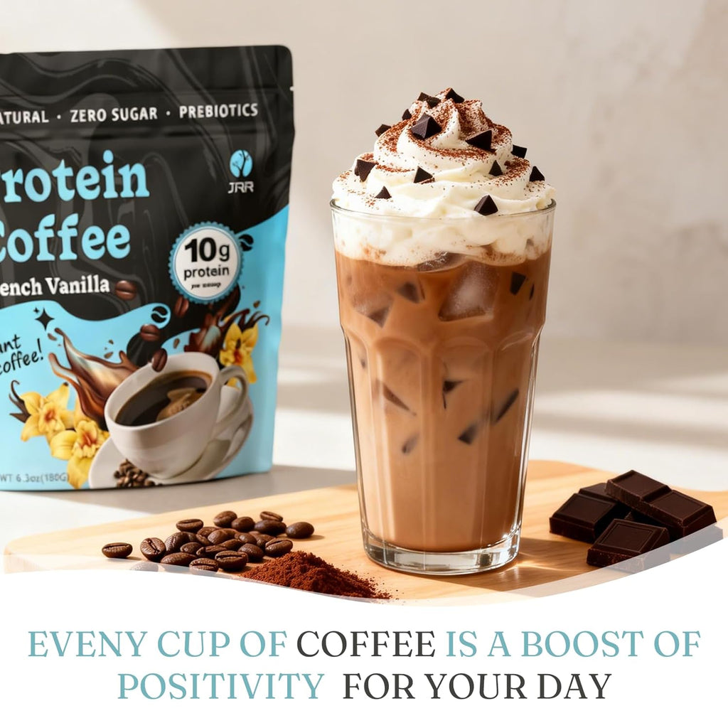 French Vanilla Protein Iced Coffee - 100% Natural Cold Brew with Premium Whey Protein and Vanilla - Low Carb, Zero Sugar, No Artificial Flavors or Swe, 10 Servings