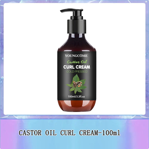 Black Castor Oil Curl Cream Non-Stick Hydrates Eliminates Frizz, Hair-Smoothing Anti-Frizz Cream to Define 100Ml New