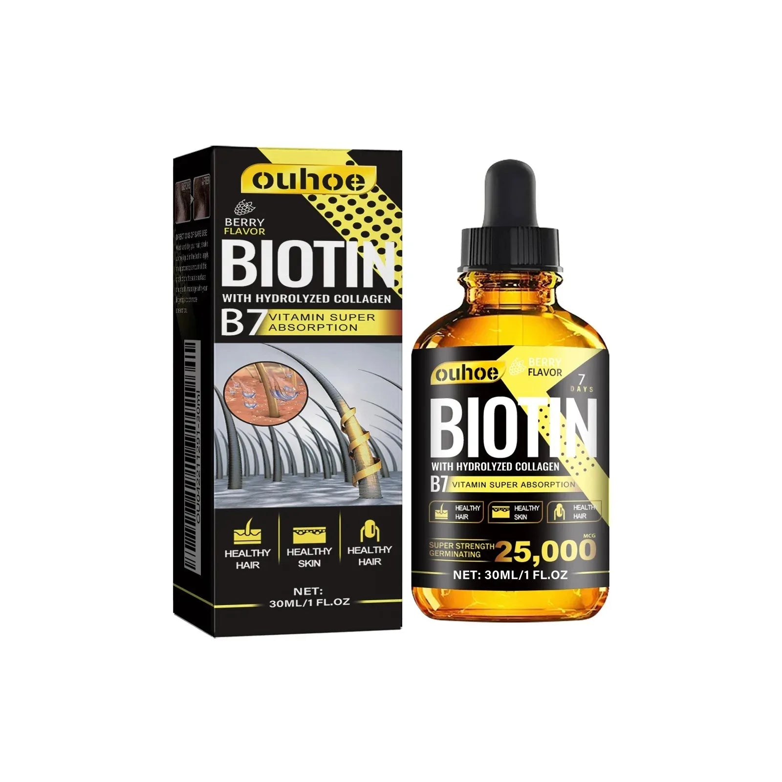 Collagen B7 Vitamin Hair Growth Essential Oil Prevent Hair Loss and Nourish with Essential Oil Scalp Treatment Set for Men Women