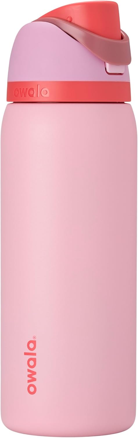 Owala Freesip Insulated Stainless Steel Water Bottle with Straw, Bpa-Free Sports Water Bottle, Great for Travel, 32 Oz, Shy Marshmallow
