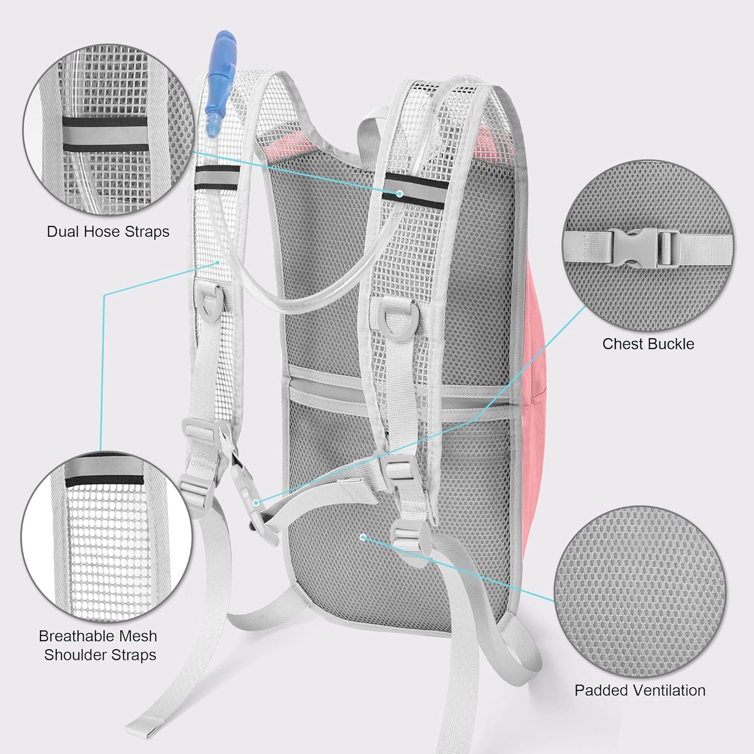 Hydration Backpack - Lightweight Hiking Water Backpack with 2L Water Bladder, Running Hydration Vest Backpack for Men Women, Hydration Pack for Hiking, Cycling, Climbing