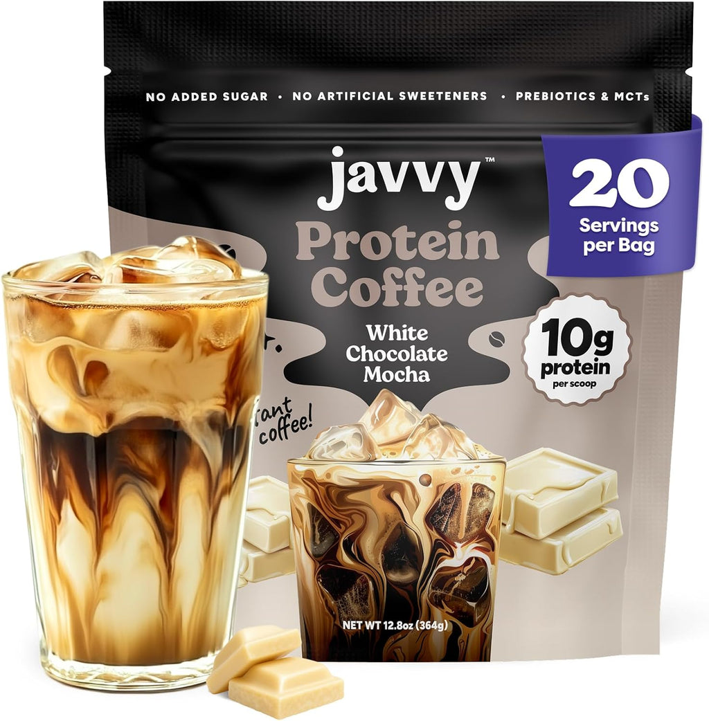 Protein Iced Coffee - Premium Whey Protein & Iced Coffees, 100% Natural Cold Brew, Zero Artificial Flavors & Sweeteners, 80Mg Caffeine, No Added Sugar, 20 Servings, White Chocolate Mocha, 1 Pack