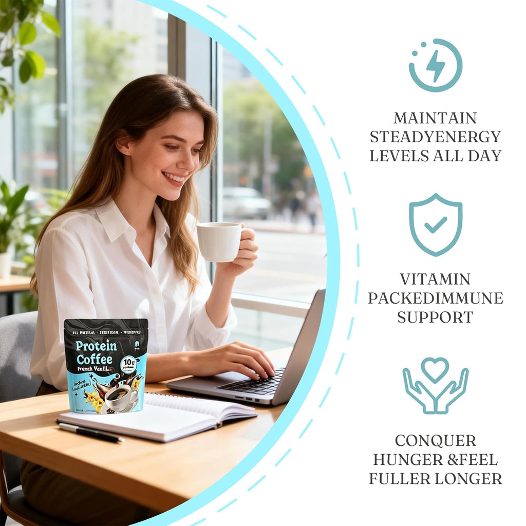 French Vanilla Protein Iced Coffee - 100% Natural Cold Brew with Premium Whey Protein and Vanilla - Low Carb, Zero Sugar, No Artificial Flavors or Swe, 10 Servings