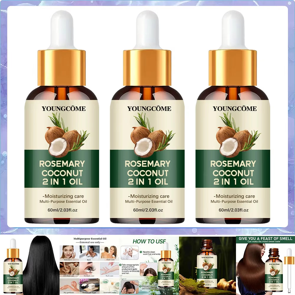 Rosemary Oil Hair Essential Coconut Oil Improve Hair Loss and Nourishes Strengthen Hair Roots Scalp Treatment Hair Care