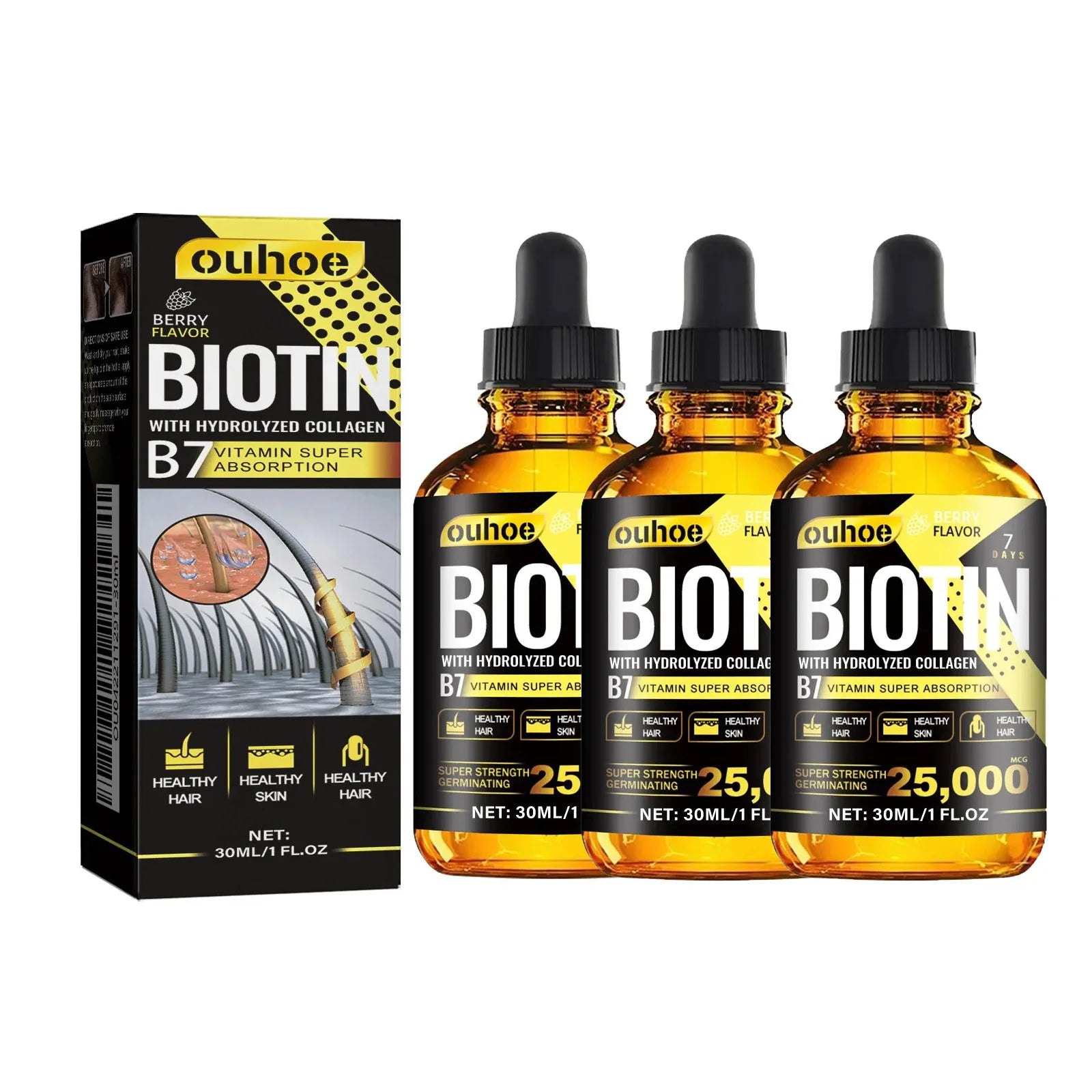 Collagen B7 Vitamin Hair Growth Essential Oil Prevent Hair Loss and Nourish with Essential Oil Scalp Treatment Set for Men Women