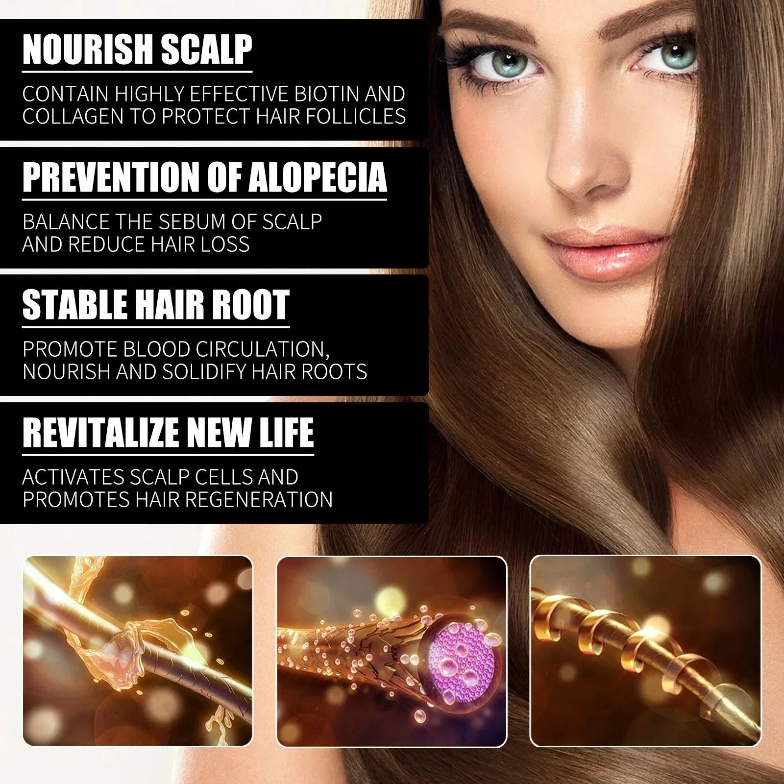 Collagen B7 Vitamin Hair Growth Essential Oil Prevent Hair Loss and Nourish with Essential Oil Scalp Treatment Set for Men Women
