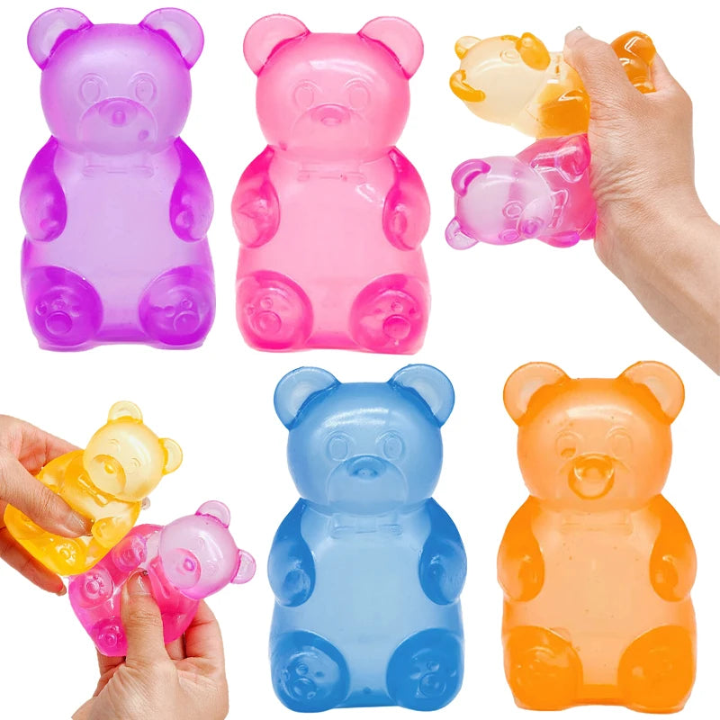 Cute Bear Nee Doh Maltose Squishy Toy Dough Colorful Sensory Toy Creative Desk Decoration Stress Relief Doll Squeeze Fidget Toy