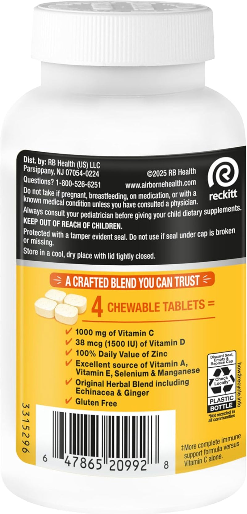 Citrus Chewable Tablets, 116Ct | Immune Support Supplement with 1000Mg Vitamin C + Vitamins A, D, E, Zinc,Selenium, & Manganese | Herbal Blend | Gluten Free