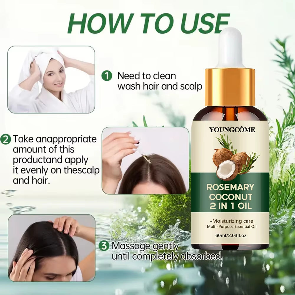 Rosemary Oil Hair Essential Coconut Oil Improve Hair Loss and Nourishes Strengthen Hair Roots Scalp Treatment Hair Care