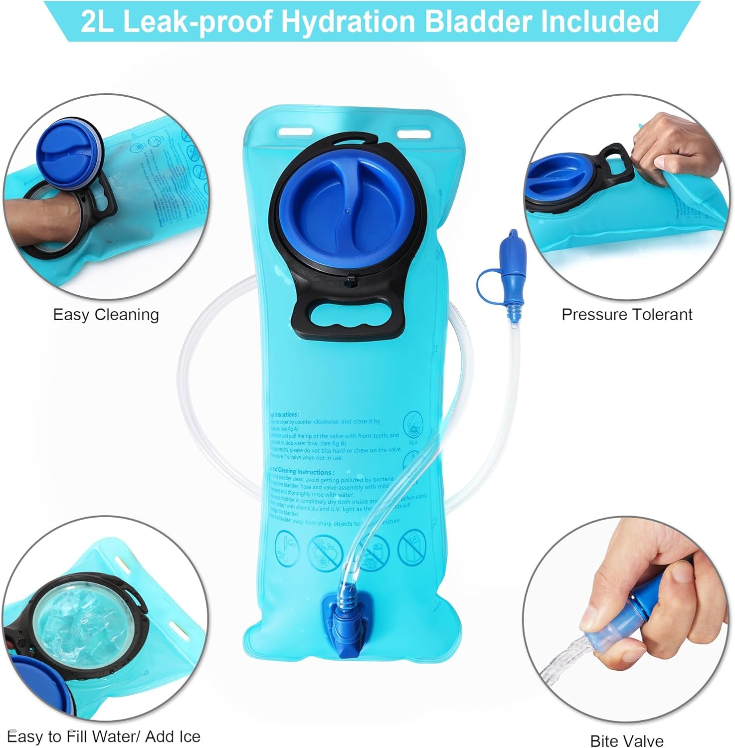 Hydration Backpack - Lightweight Hiking Water Backpack with 2L Water Bladder, Running Hydration Vest Backpack for Men Women, Hydration Pack for Hiking, Cycling, Climbing