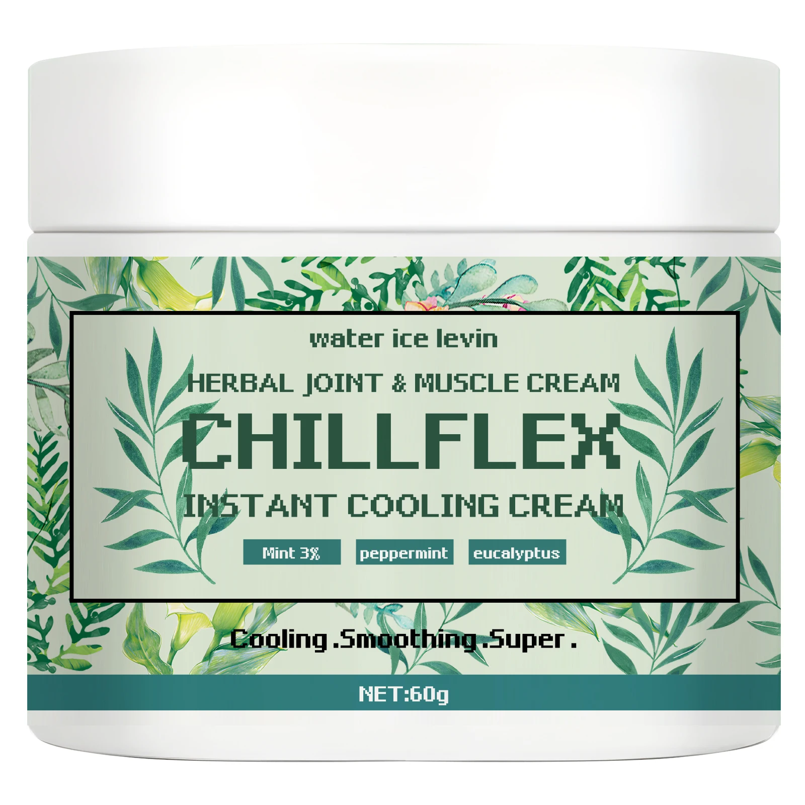 CHILLFLEH Cream: Instant Cooling Herbal Relief with Mint & Eucalyptus for Joints & Muscles. 60G.