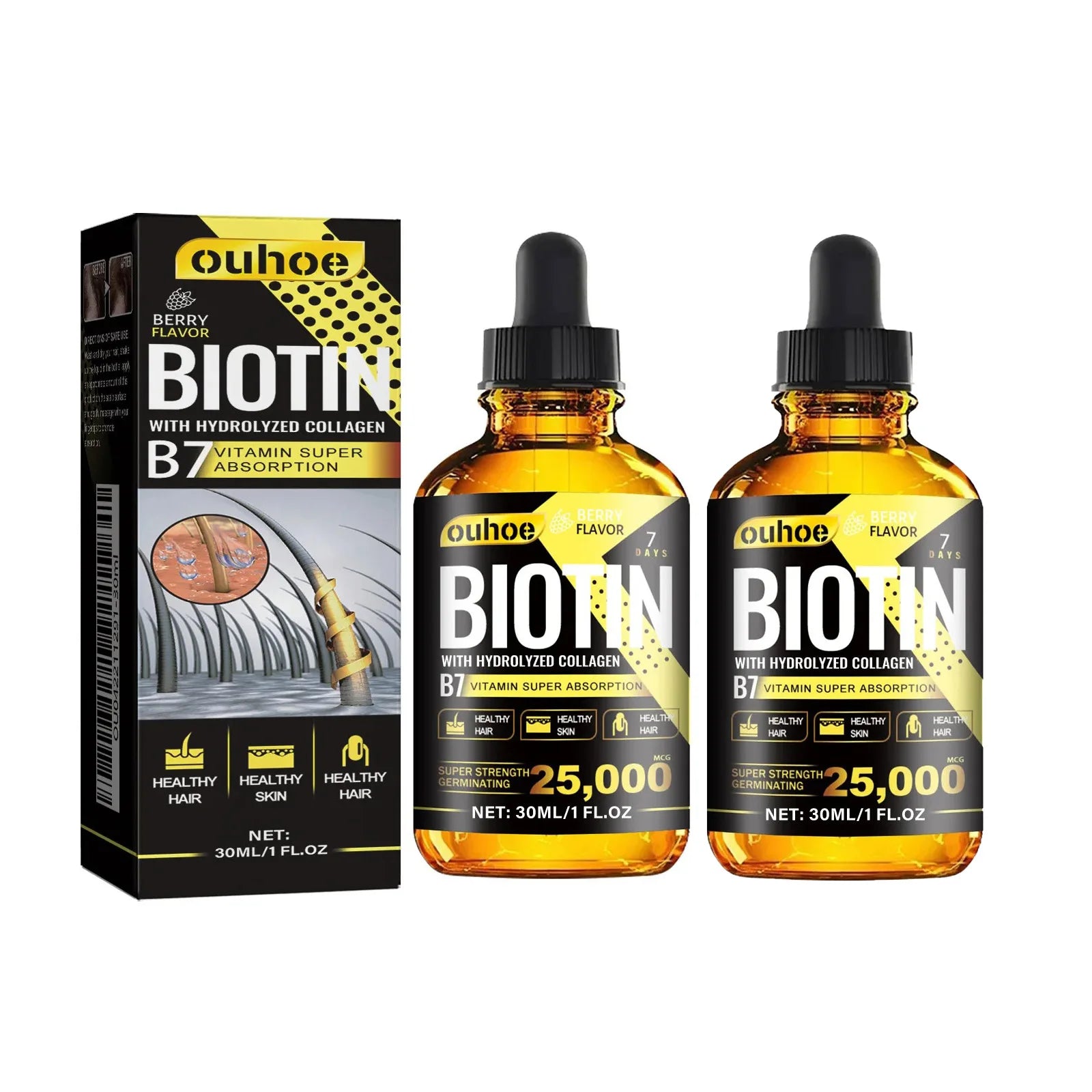 Collagen B7 Vitamin Hair Growth Essential Oil Prevent Hair Loss and Nourish with Essential Oil Scalp Treatment Set for Men Women